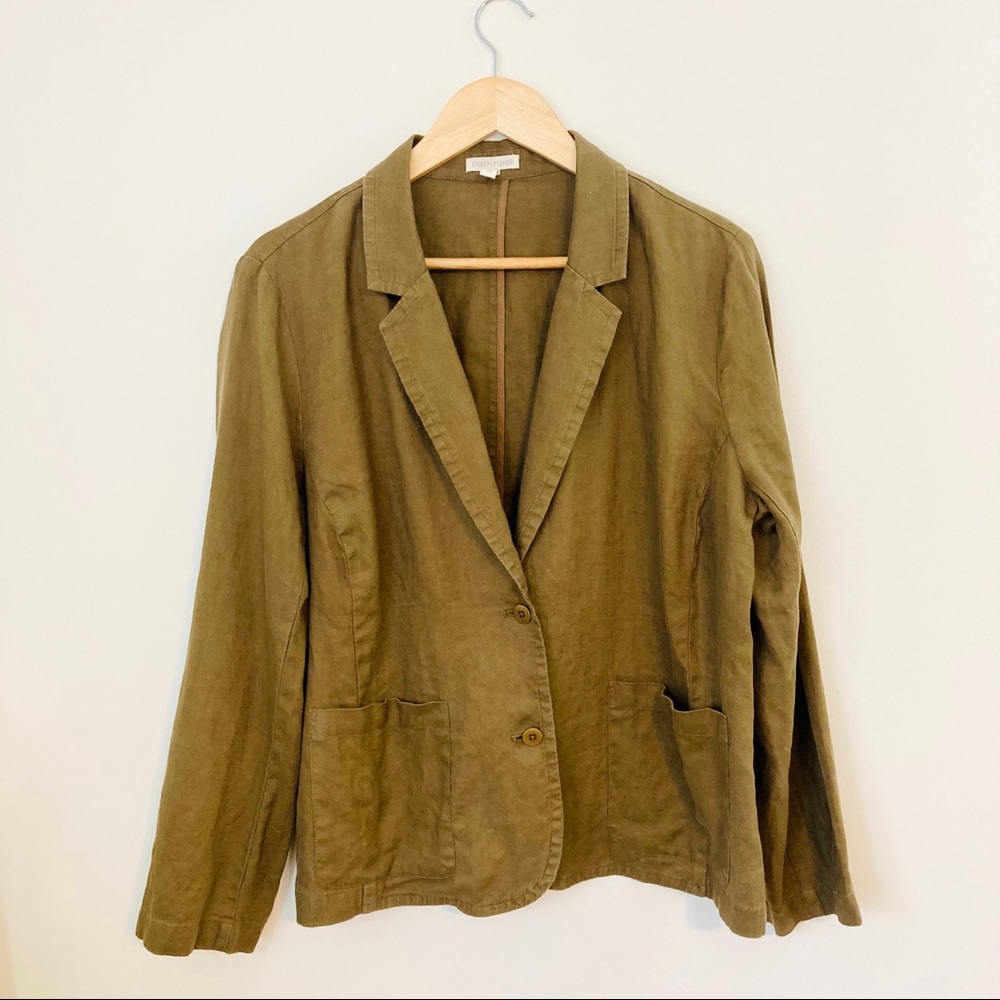 Eileen Fisher Organic Linen Notch Collar Blazer